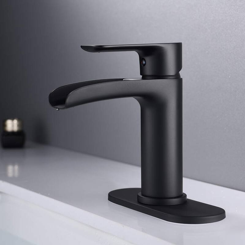 PROOX Single Handle Waterfall Spout Sink Faucet with Drain Assembly