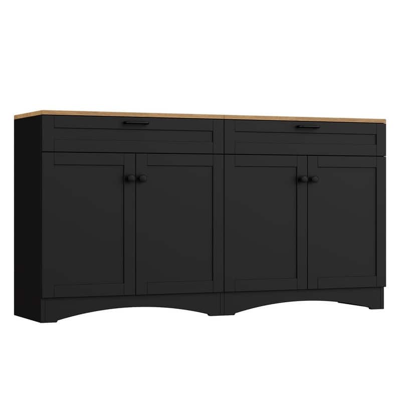 Farmhouse TV Stand 2 Drawers for TVs Up to 70",Mid-Century Buffet Cabinet with Adjustable Shelves