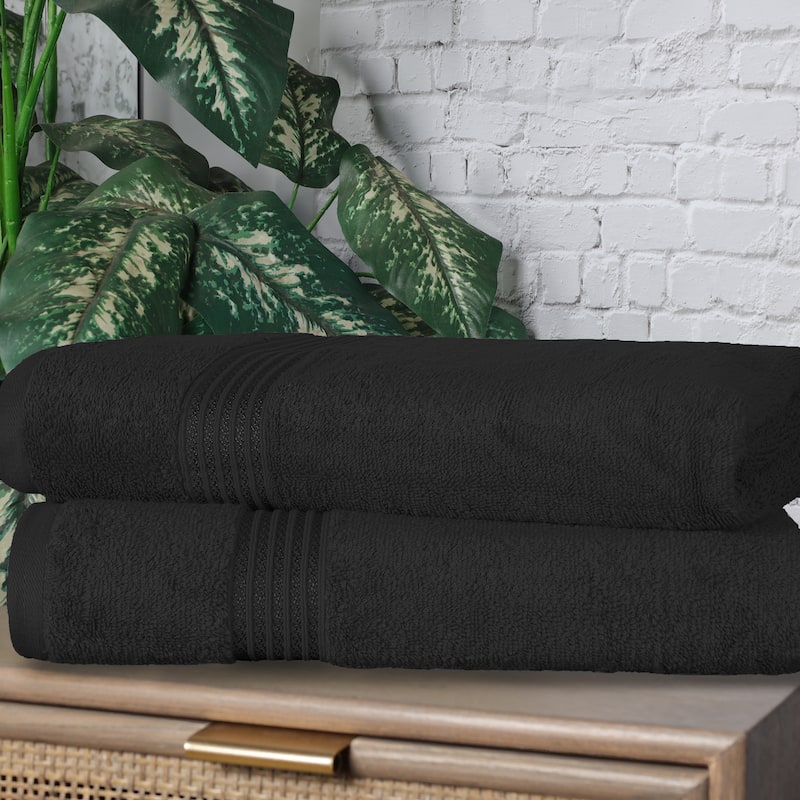 Superior Egyptian Cotton Soft Medium Weight Bath Sheet- (Set of 2) - Black