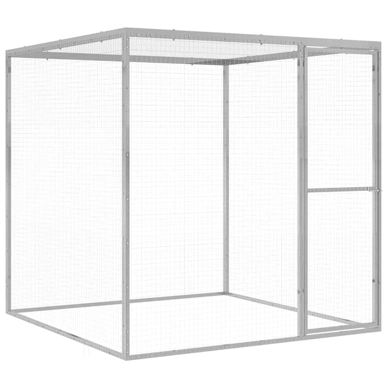 vidaXL Cat Cage Lockable Pet Cat Cage Animal House Outdoor Galvanized Steel - Silver 59.1 x 59.1 x 59.1 in - 59.1 x 59.1 x 59.1 in