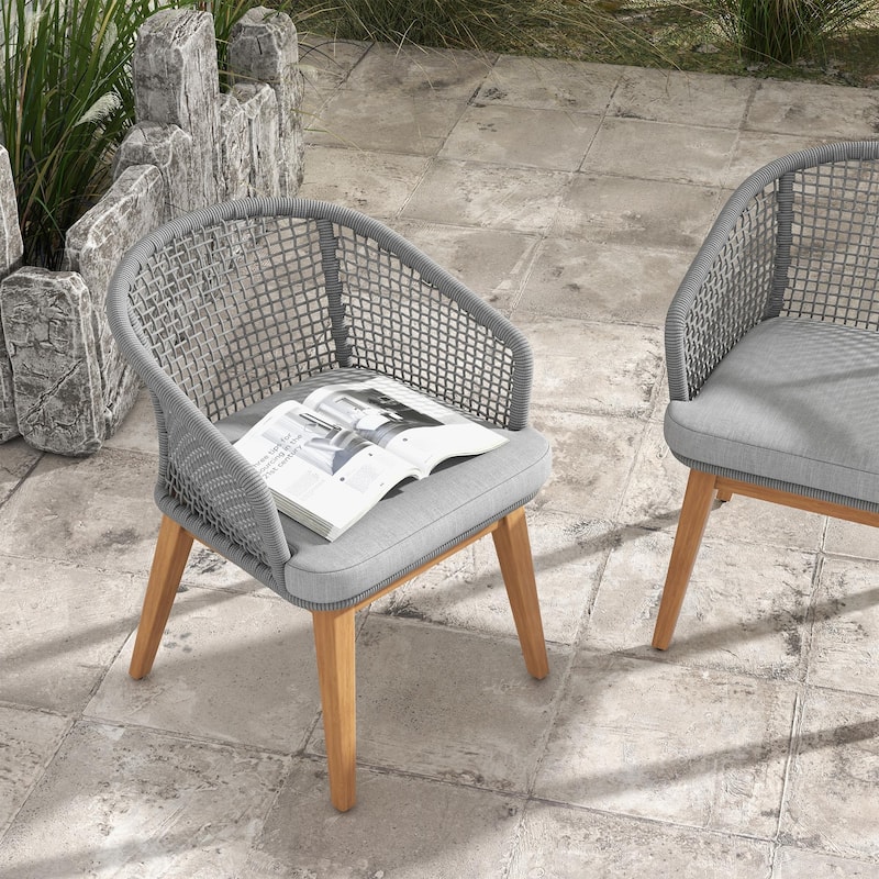 2 - Piece Woven Rope Patio Armchair Set with Cushions