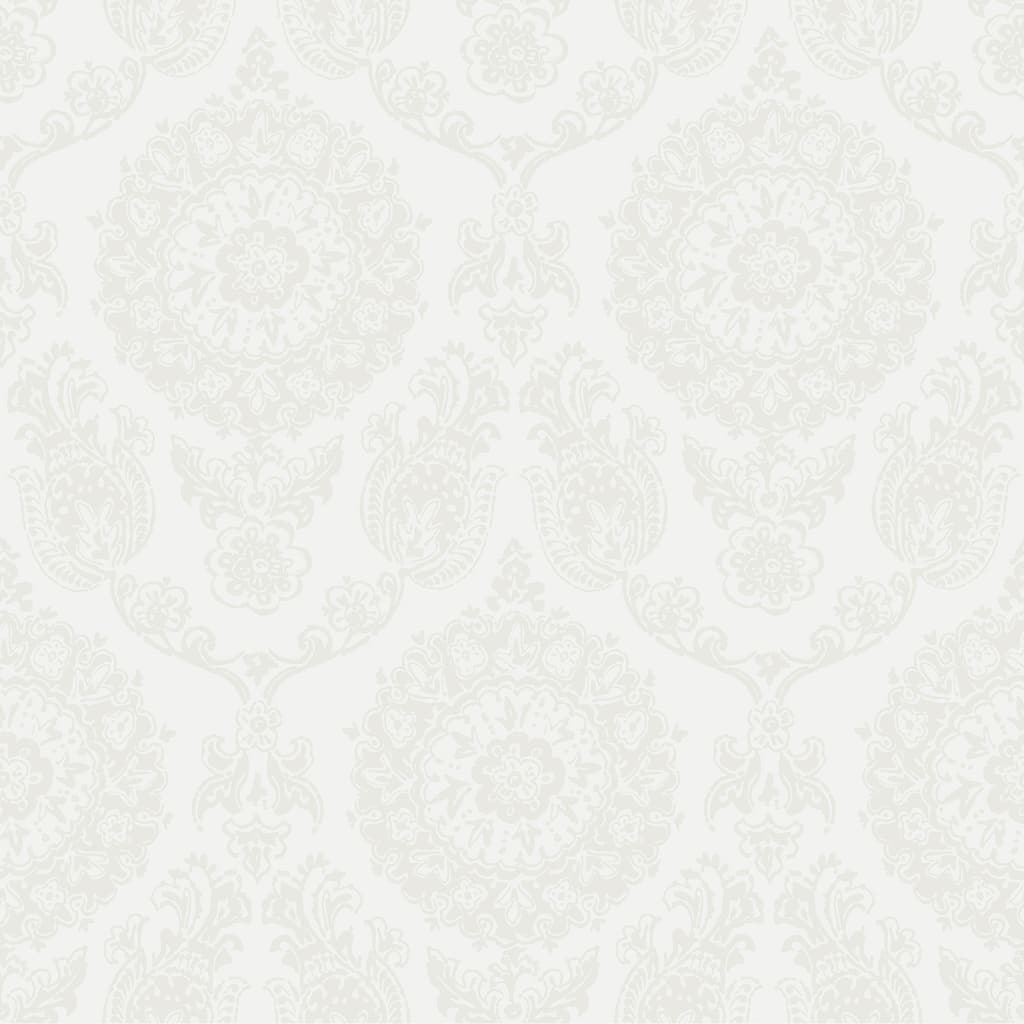 Chesapeake Helm Damask White Floral Medallion Wallpaper