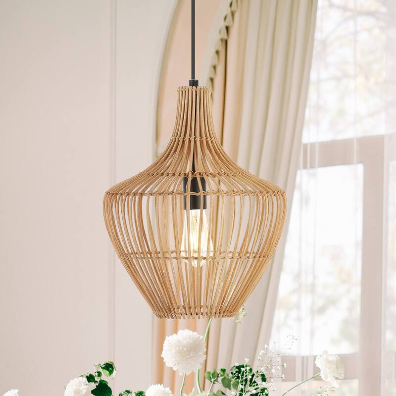 Lucas 1-Light Farmhouse Coastal 180" Cord Plug-In or Hardwired LED Pendant, by JONATHAN Y