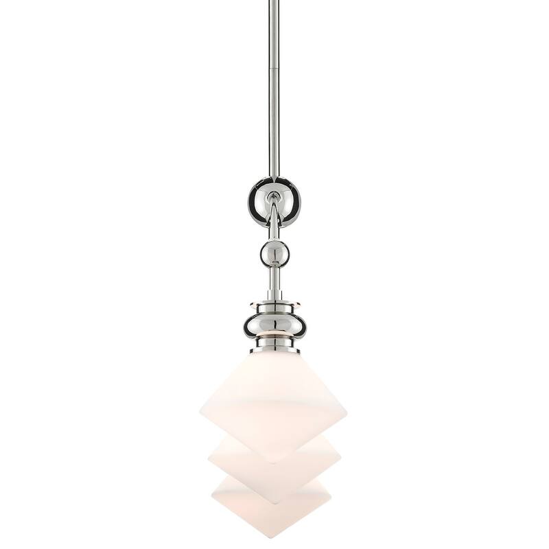 Currey & Company Rycroft Rectangular Chandelier - Polished Nickel/White - 22.5"h x 43"w x 7"d