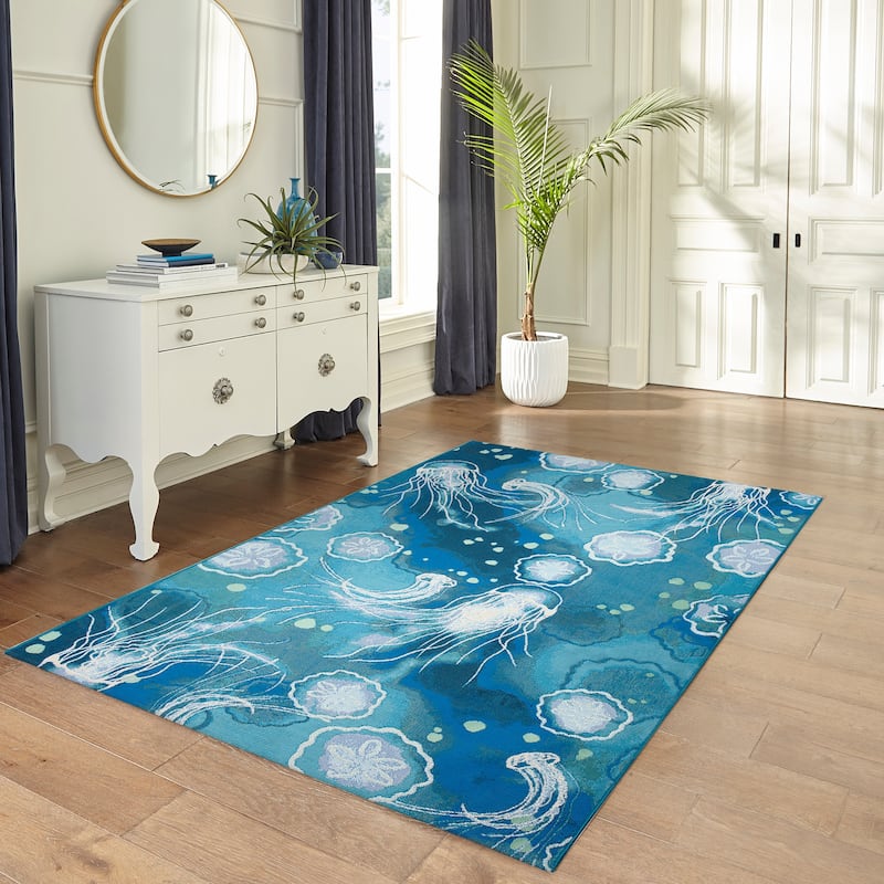 Liora Manne Marina Jelly Fish Indoor/Outdoor Rug - 8'10" x 11'9" - Bloom