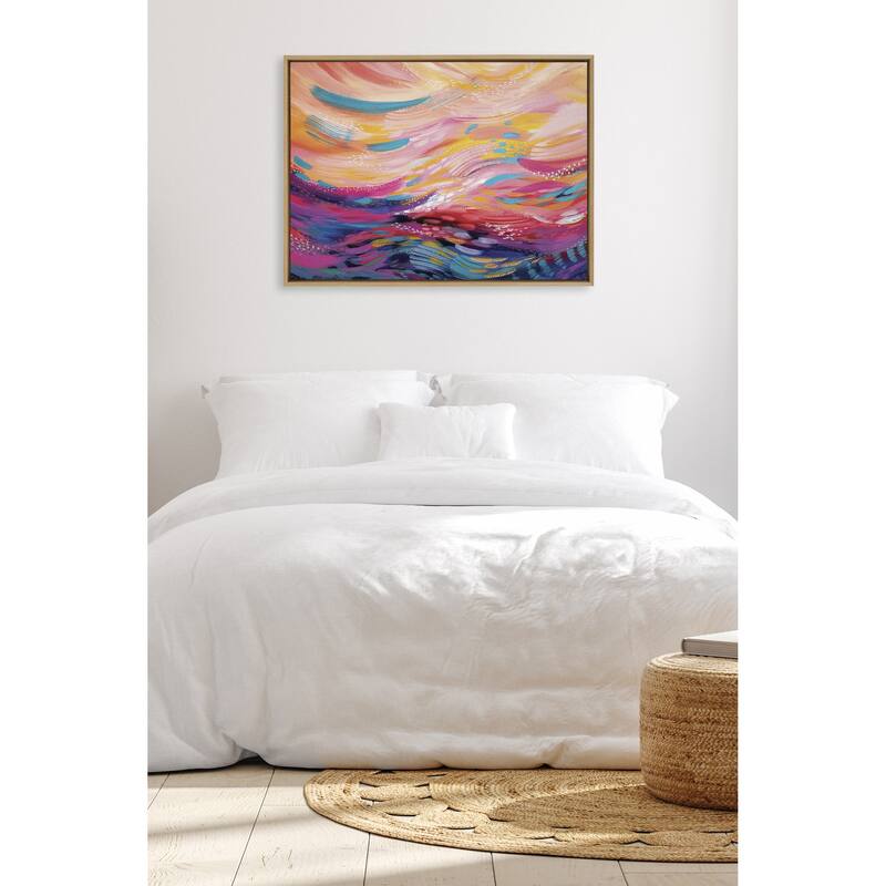 Kate and Laurel Sylvie Brush Strokes 90 Framed Canvas by Jessi Raulet