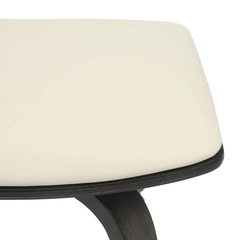 Pelya Leather Swivel Square Counter Stool with Wood Legs and Chrome Footrest for Kitchen Island or Dining Area Set of 2