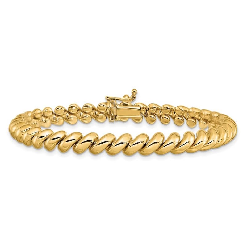 Curata 10k Solid Yellow Gold 5mm Polished San Marco Bracelet - 7" or 8"
