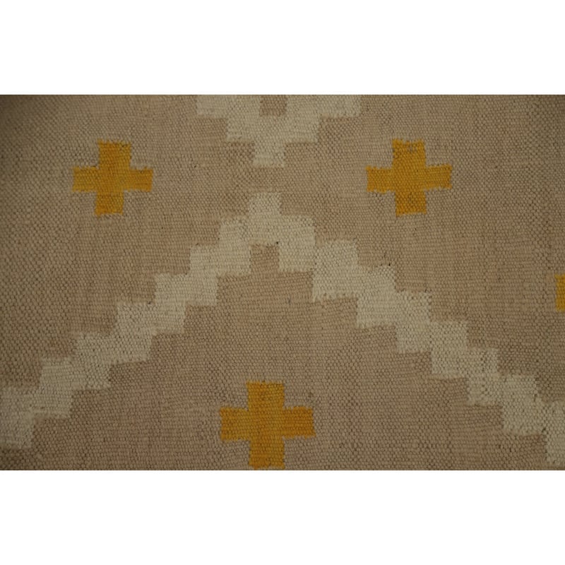 Hand Woven Oriental 100% Wool Carpet Southwestern Tribal Brown Kilim Area Rug - 6' 7'' X 4' 9''