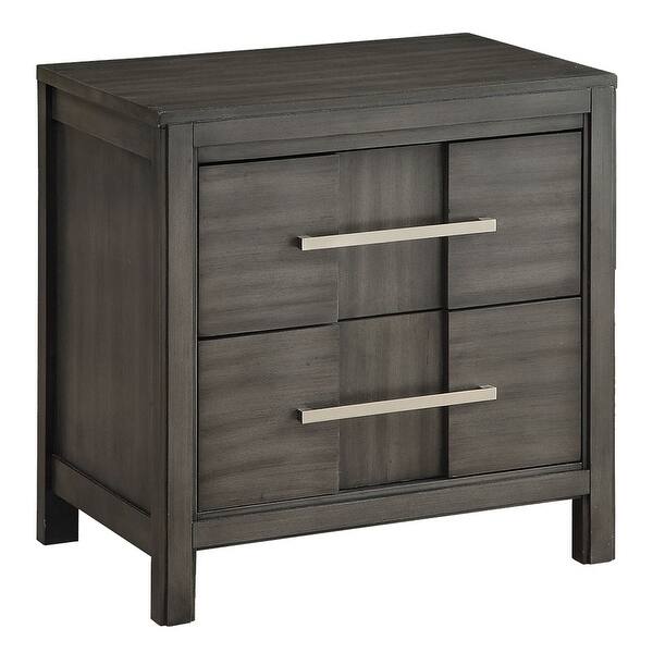 slide 2 of 6, Transitional Solid Wood Night Stand With Two Drawers, Gray