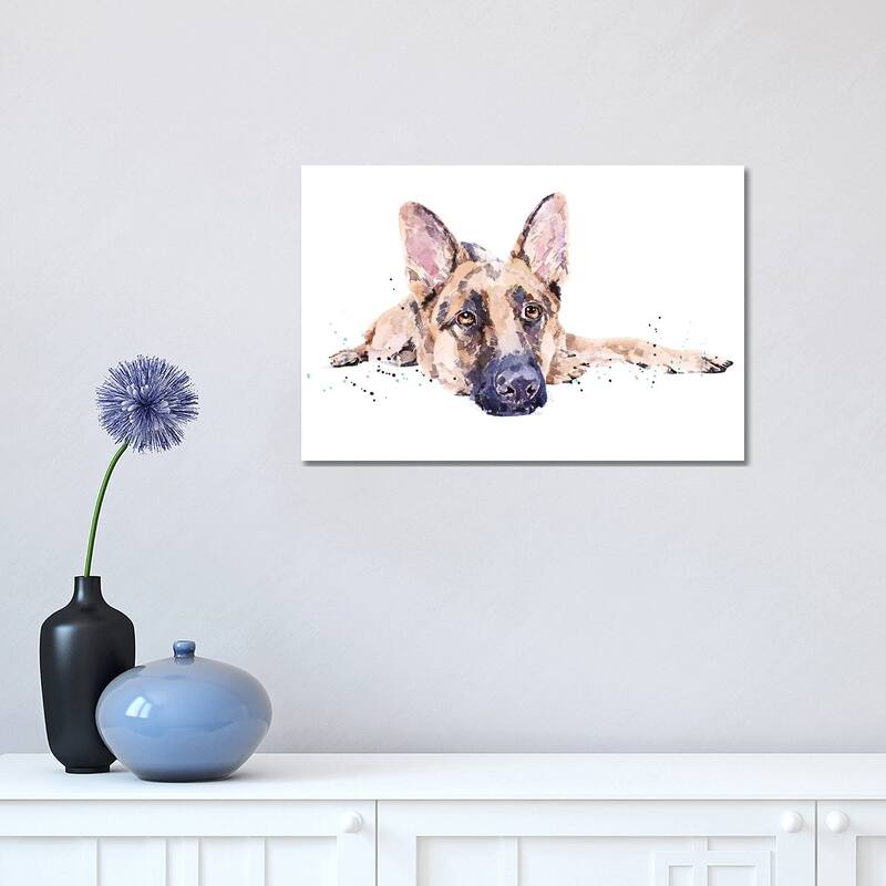 iCanvas "German Shepherd II" by EdsWatercolours Canvas Print - 12x18x1.5