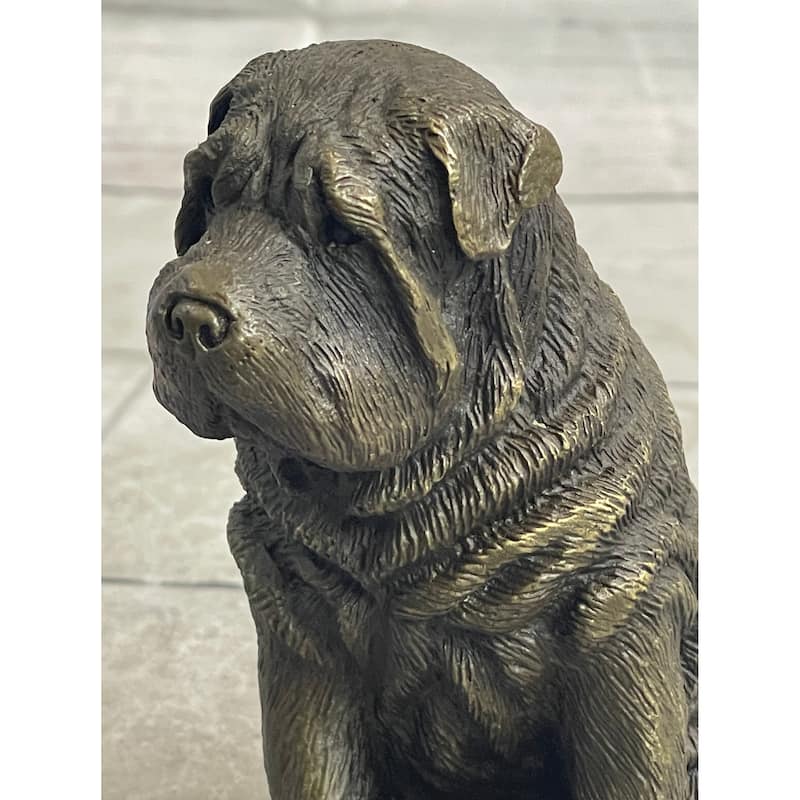 Shar Pei Puppy Imitative Dog Bronze Metal Sculpture Figurine Signed Original Art