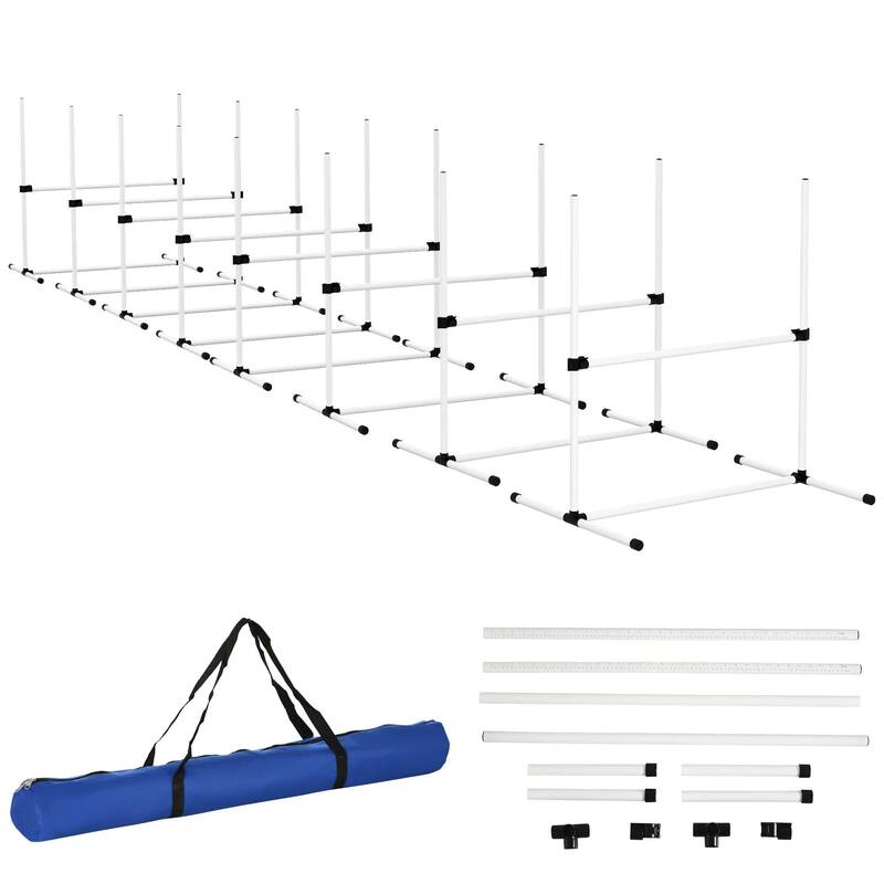 8-PCS Dog Agility Set with Adjustable Height Jump Bars, Carry Bag