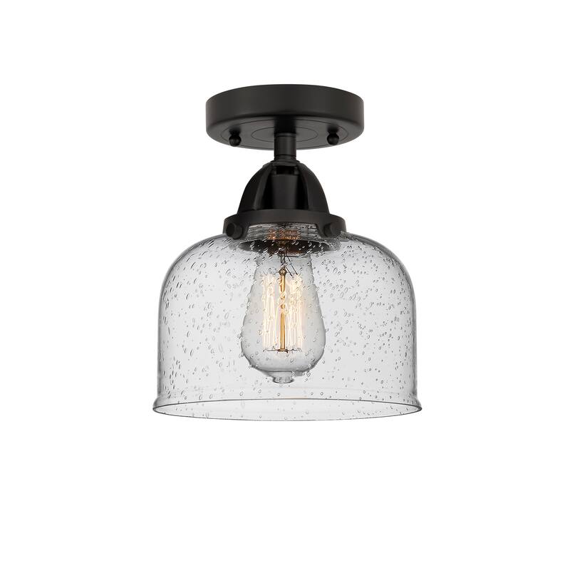 Innovations Lighting Nouveau 2 Bell - 1 Light 8" Semi-Flush Mount - Seedy/Matte Black