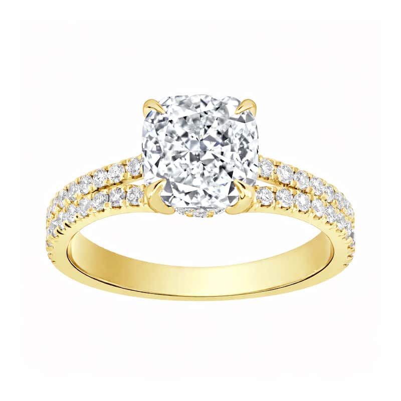 Auriya 14K Gold Cushion Lab Grown Diamond Split Shank Engagement Ring 1.43 - 5.86ct. tw. (F-G, VS)