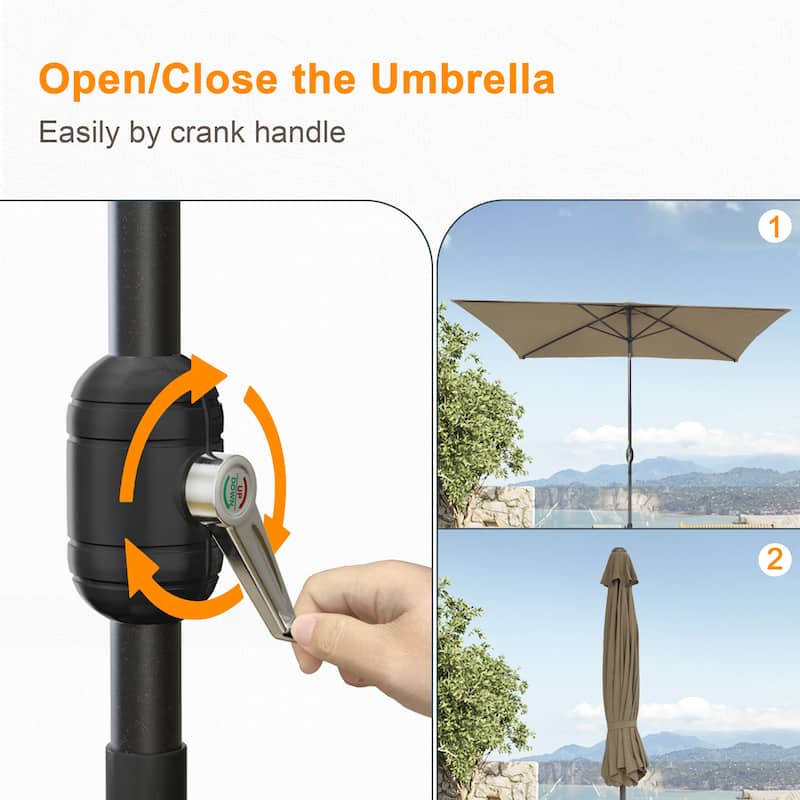LIVOOSUN 10 x 6.5ft Outdoor Market Patio Umbrella w/Tilt and Crank