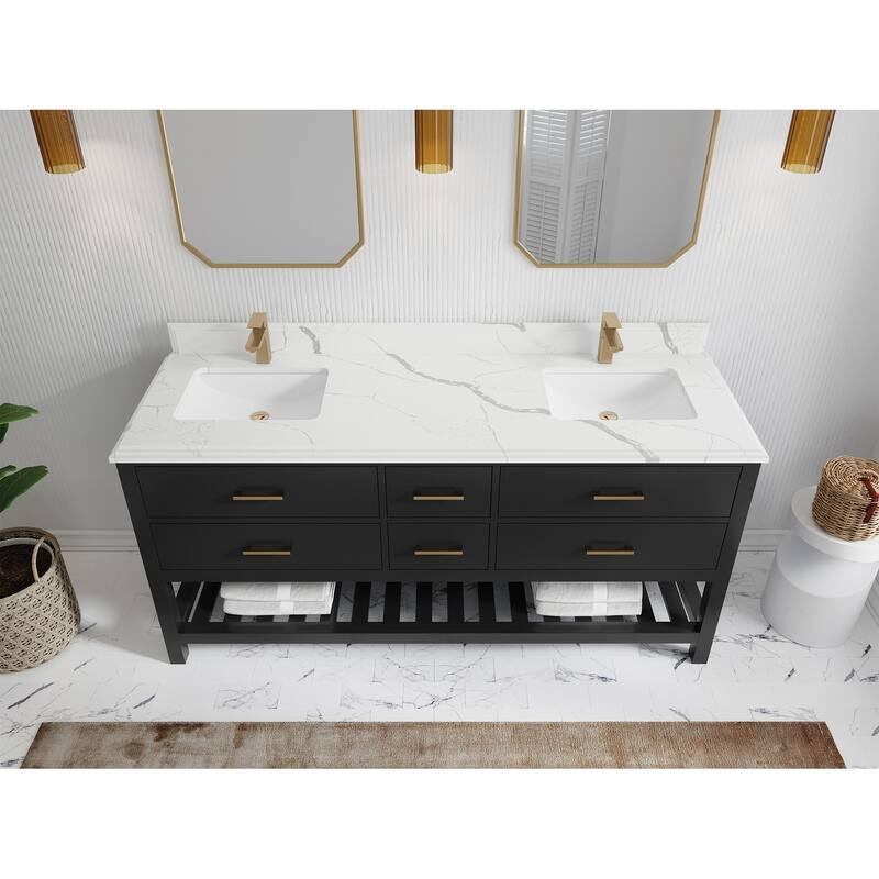 Willow Collections 72 in. W x 22 in. D Parker Double Sink Bathroom Vanity with Countertop