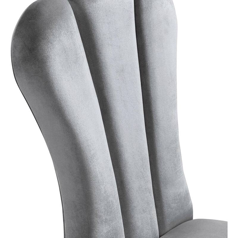 Silver Gray Finish Modern Upholstered Side Chairs Set
