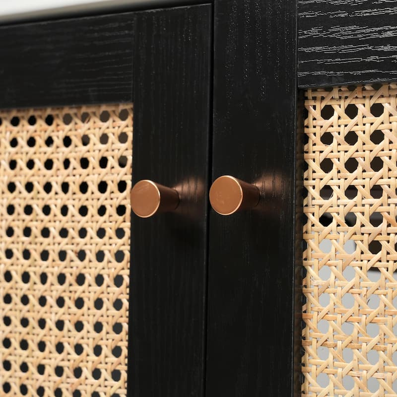 30" Bathroom Vanity with Handmade Rattan Doors - Natural Materials & Soft-Close Mechanisms