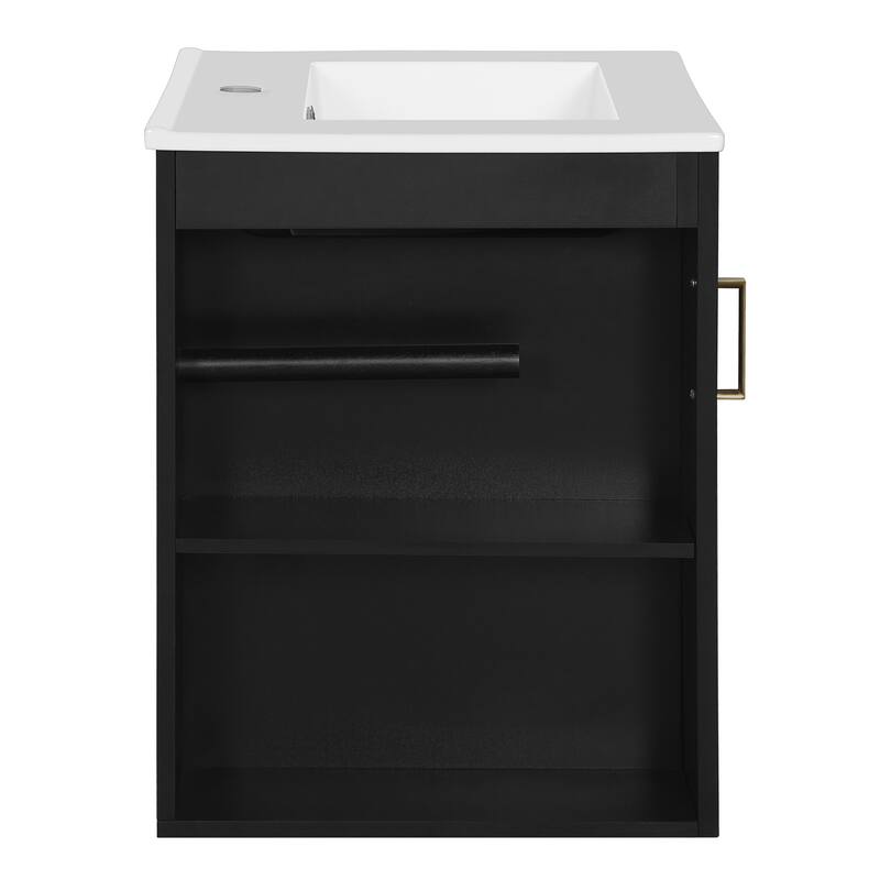 20'' Wall Mounted Bathroom Vanity with White Integrated Ceramic Sink - 20.3'' x 18.5'' x 24.1''