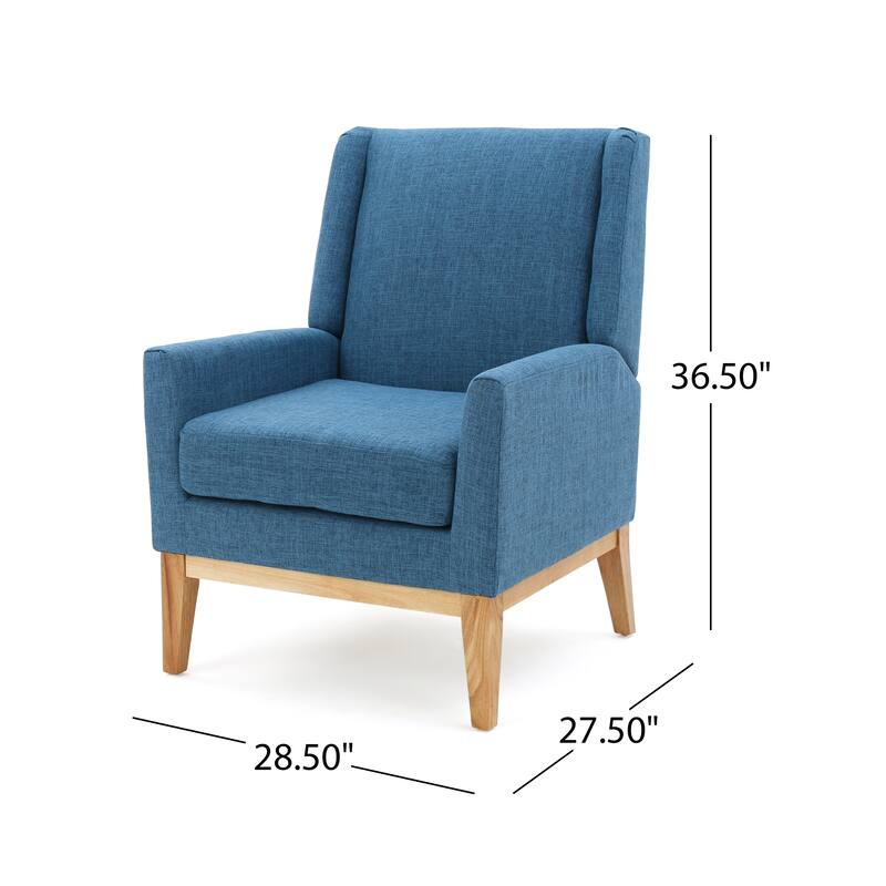 Modern 27.5" Upholstered Accent Chair with Wide Cushion and Wood Legs for Living Room