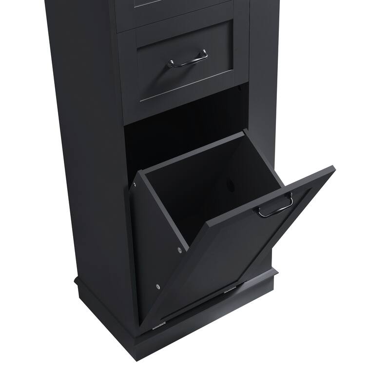 GDFStudio - Lucas Bennett Modern Tall Storage Cabinet with Tilt-Out Compartment and Adjustable Shelving