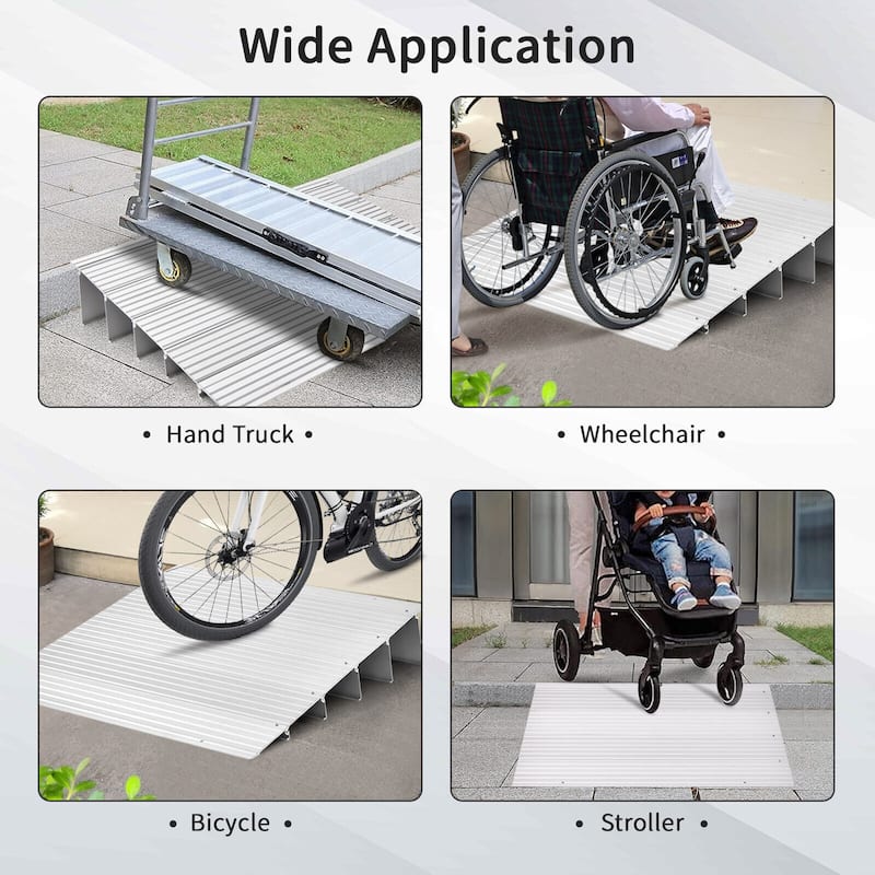 Gymax 5'' Door Threshold Ramp Aluminum Adjustable Rise Entry Ramp for