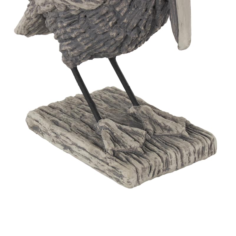 Polystone Pelican Textured Sculpture - Gray - Roche River Decor - 10"W x 5"L x 13"H