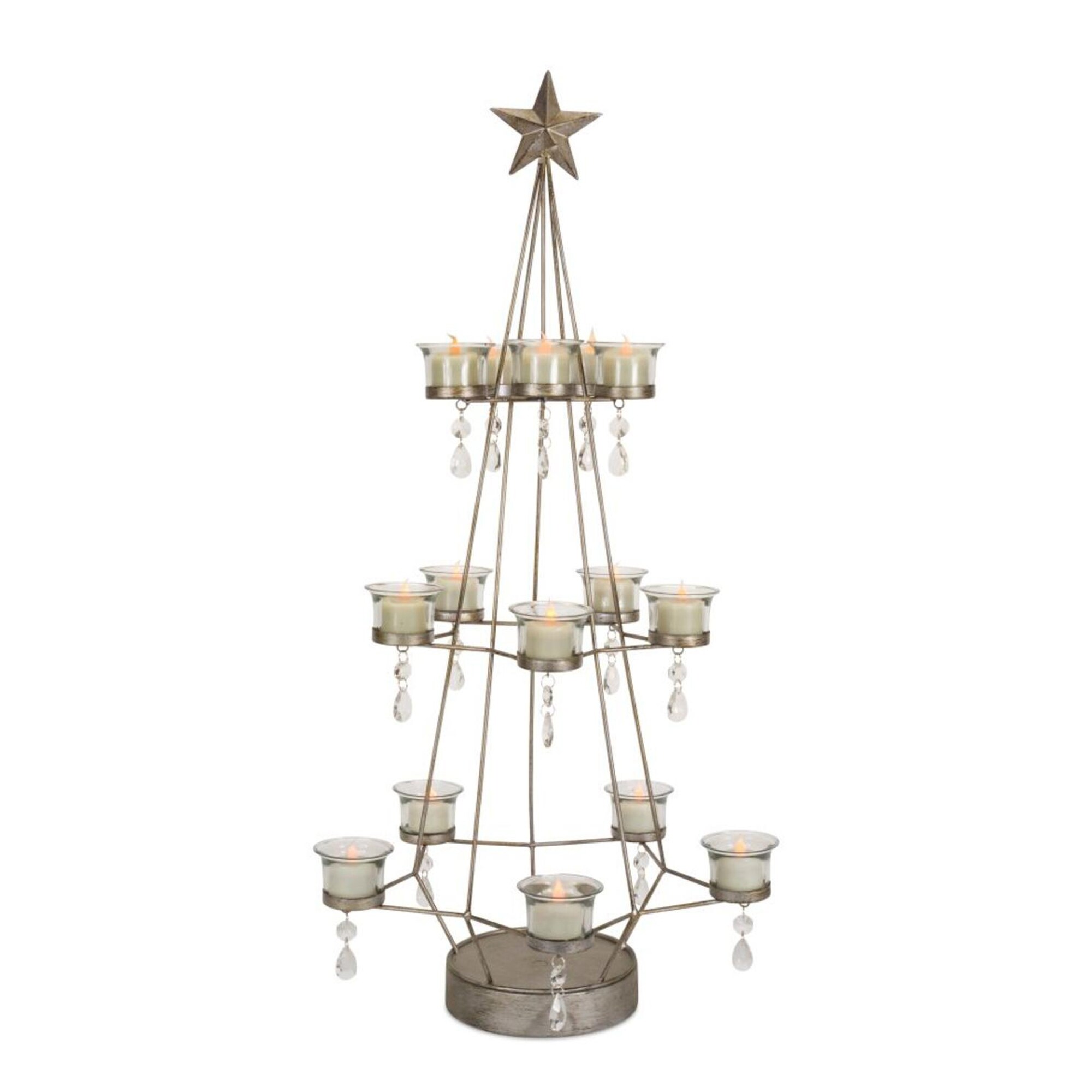 Shop 32 Silver Framed Christmas Standing Tree Votive Candle Holder Overstock 23106155