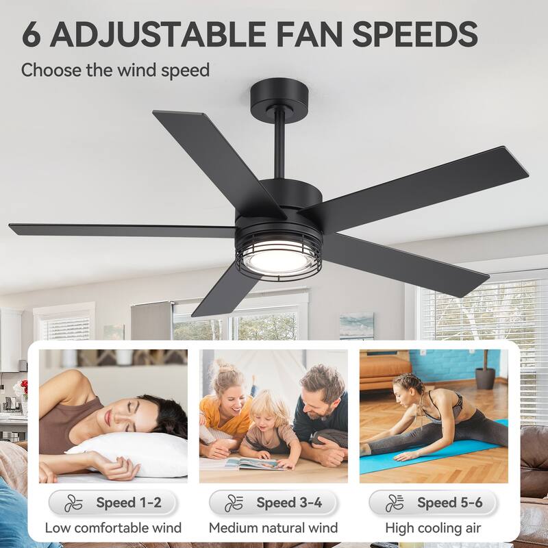 72/52-inch Reversible 8/5-Blade Dimmable LED Ceiling fan with Light and Remote