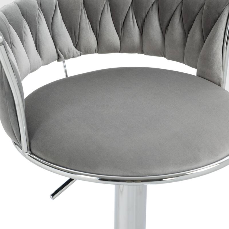 Modern Velvet 26" Adjustable Swivel Bar Stools (Set of 4)