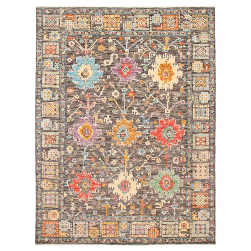 ECARPETGALLERY Hand-knotted Modern Oushak Dark Grey Wool Rug - 9' x 12' - Dark Grey - 9' x 12' - Rectangle