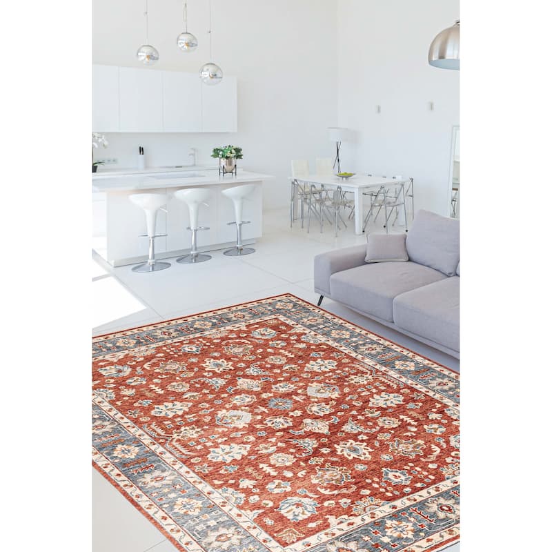 ECARPETGALLERY Hand-knotted Finest Oushak Red Wool Rug - 8'2 x 10'0