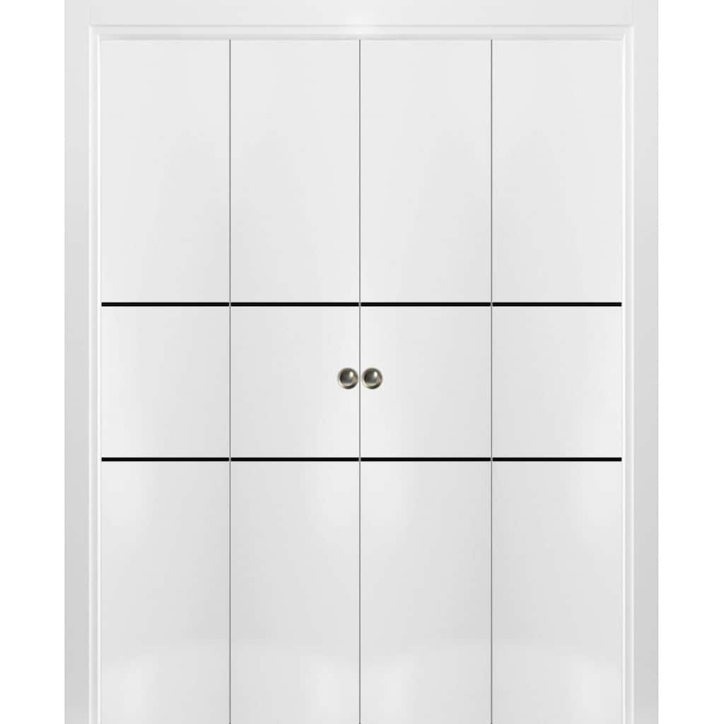 Double Bi-fold Doors Planum 0014 White Silk with Sturdy Tracks