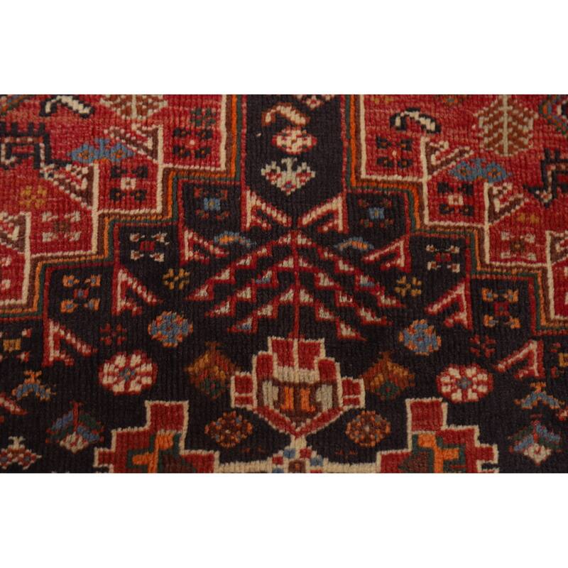 Hand Knotted Oriental 100% Wool Carpet Traditional Tribal Navy Blue & Blues Shiraz Area Rug - 5' 3'' X 3' 11''