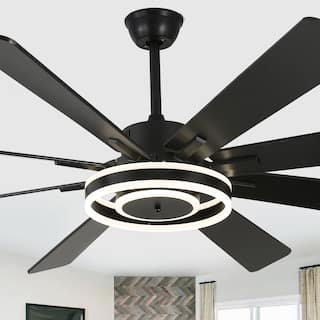 Chichoice 72" Modern Dimmable Large Ceiling Fan with LED Light, 6-Speed 8 Blades DC Motor Reversible Ceiling Fan with Remote