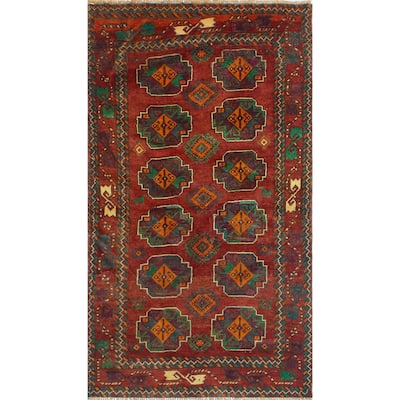 Fine Vintage Distressed Aldric Red/Green Runner - 3'4" x 5'10"