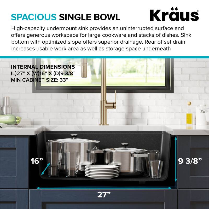 KRAUS Bellucci Workstation Undermount Granite Composite Kitchen Sink