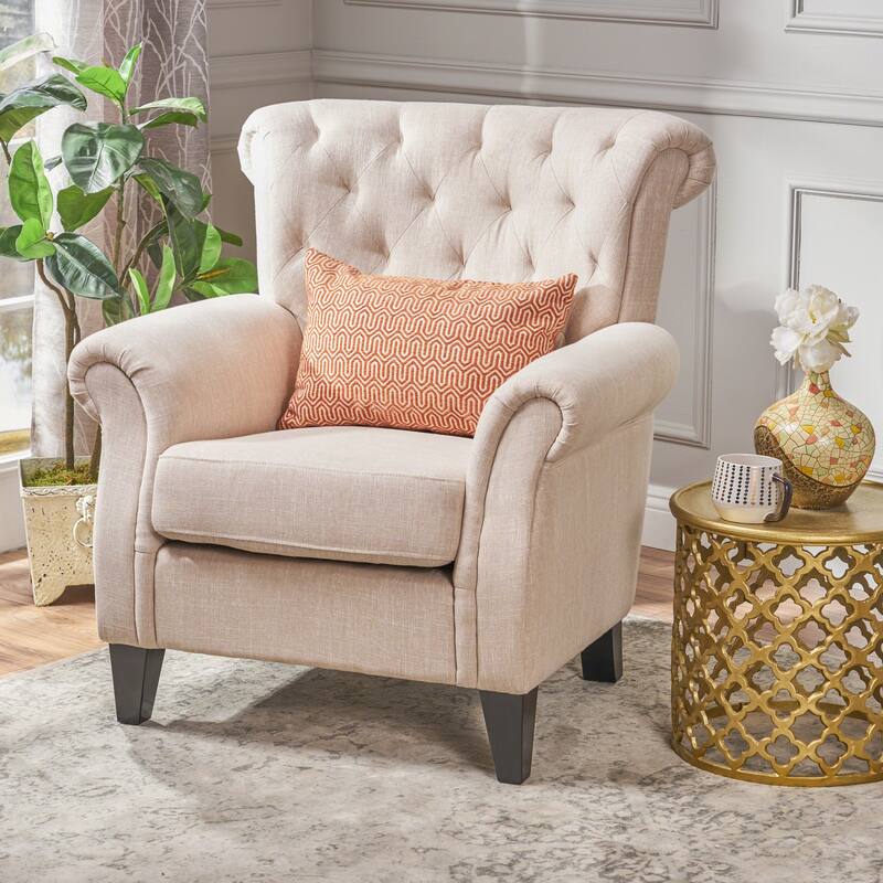 Springfield Tufted Chair for Living Room - Light beige