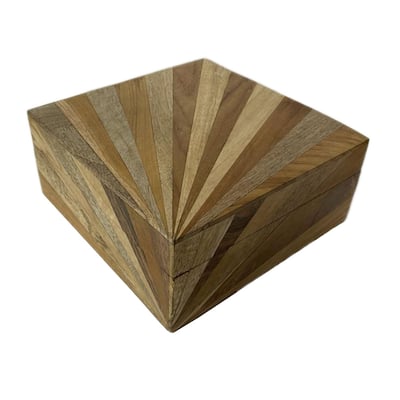 Sunray Style Wooden Box - 8" - Brown and Beige