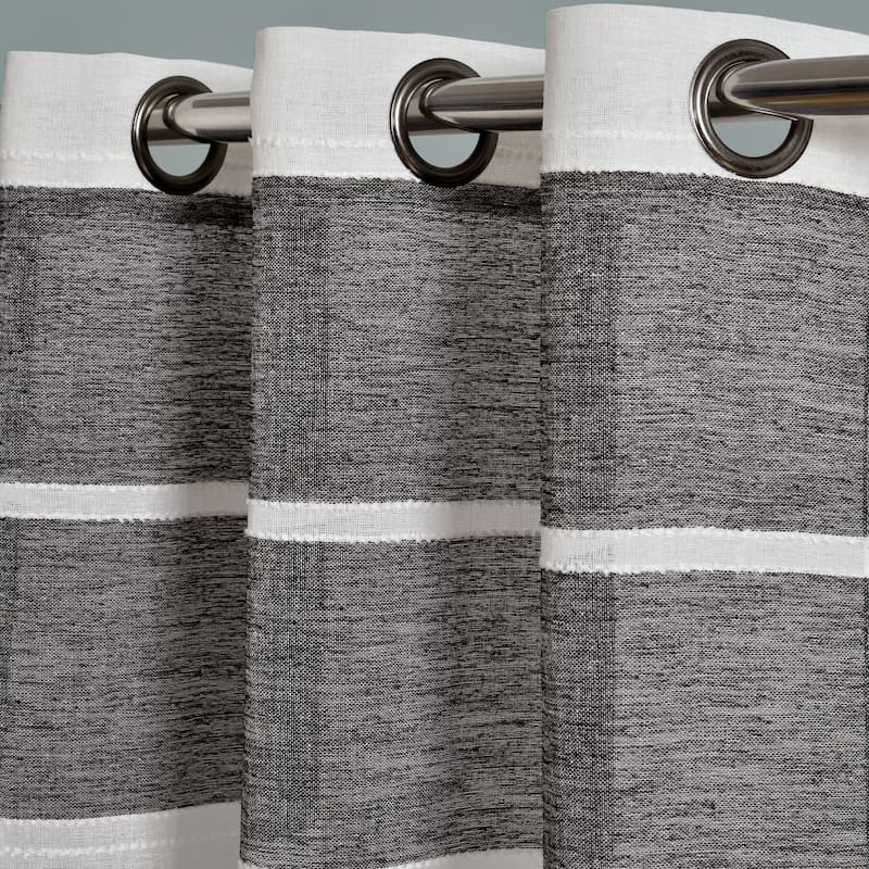 The Gray Barn Done Roamin Textured Stripe Sheer Window Curtain Panel Pair - 84" x 38" - 84" x 38"