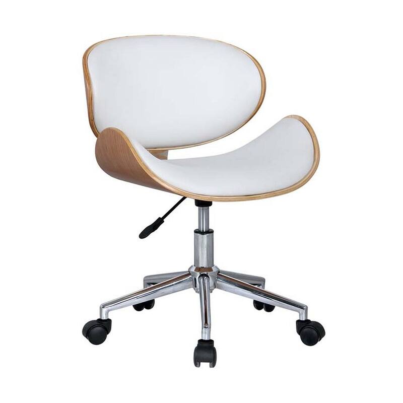 Office Chair with wood seat and PU cushion - White