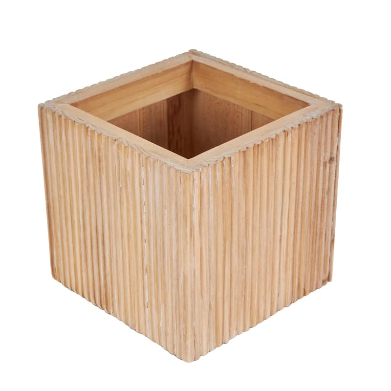 Brown or Cream Wooden Box with White Washed Wood Lids (Set of 2)