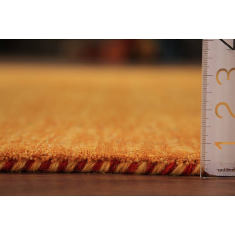 Orange Gabbeh Modern Area Rug Hand-Knotted Wool Carpet - 5'3" x 8'0"