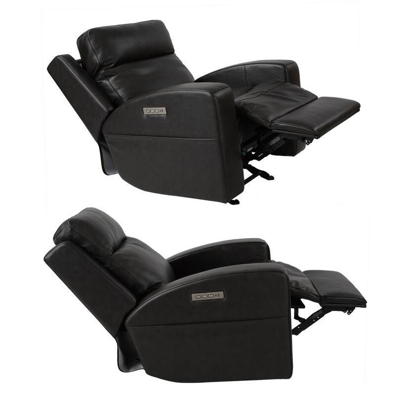 37" Wide Top Grain Leather Power Recliner Chair Glider Rocker Recliner Home Theater Seating with USB Charge Port