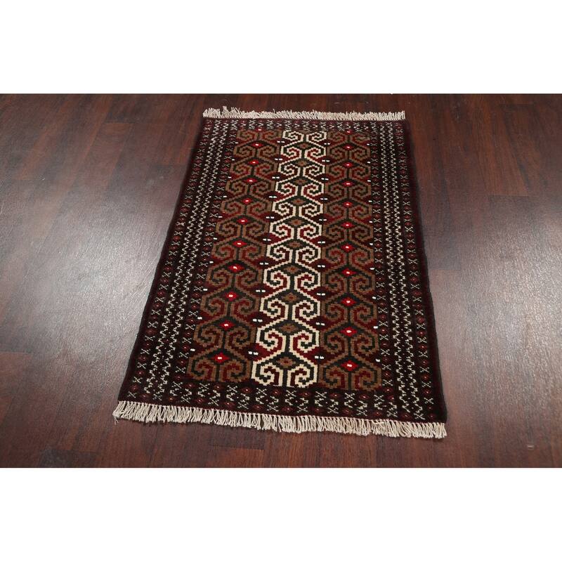 Geometric Persian Balouch Area Rug Handmade Traditional Wool Carpet - 2'6" x 3'9"