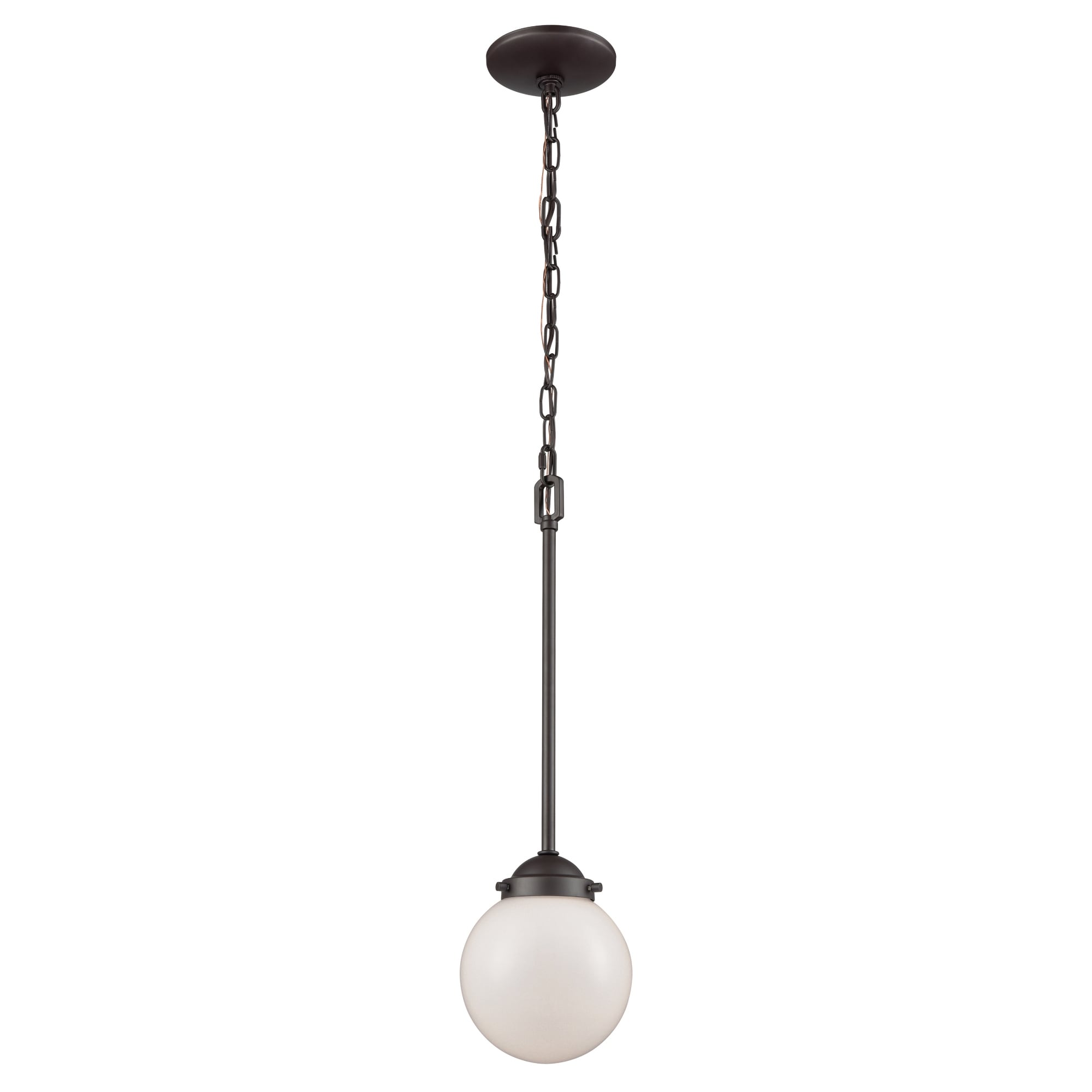 1-Light Hanging Mini Ceiling Pendant Light with Glass Globe Shade - 7" - Oil Rubbed Bronze