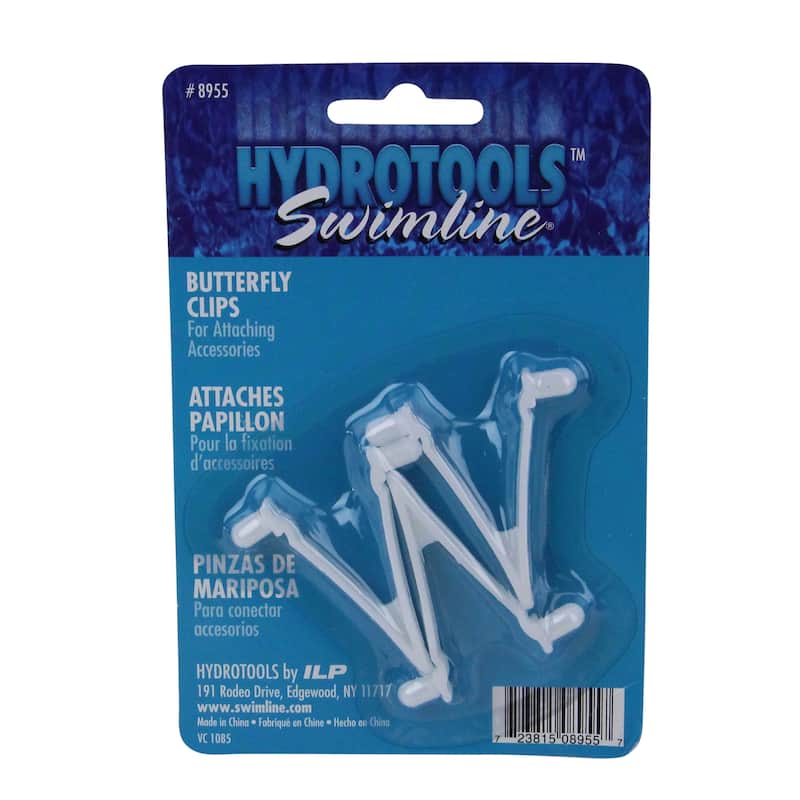 Set of 3 White HydroTools Butterfly Snap-In Clips Swimming Pool Accessory - 2.5-Inch - 2.5"