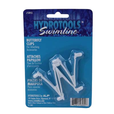 Set of 3 White HydroTools Butterfly Snap-In Clips Swimming Pool Accessory - 2.5-Inch - 2.5"