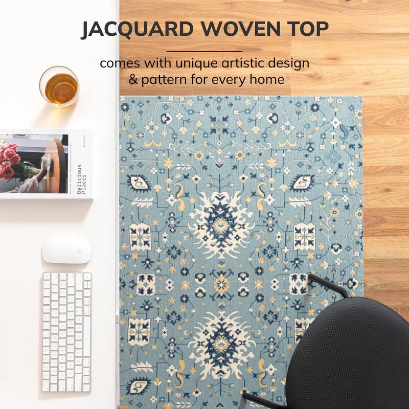 Jani 40"x54" Rug'd Chair Mat-Rug Style Office Chairmat for Carpet & Hard Floors| 0.5" Thick |Non-Slip, Foldable Desk Chair Mat